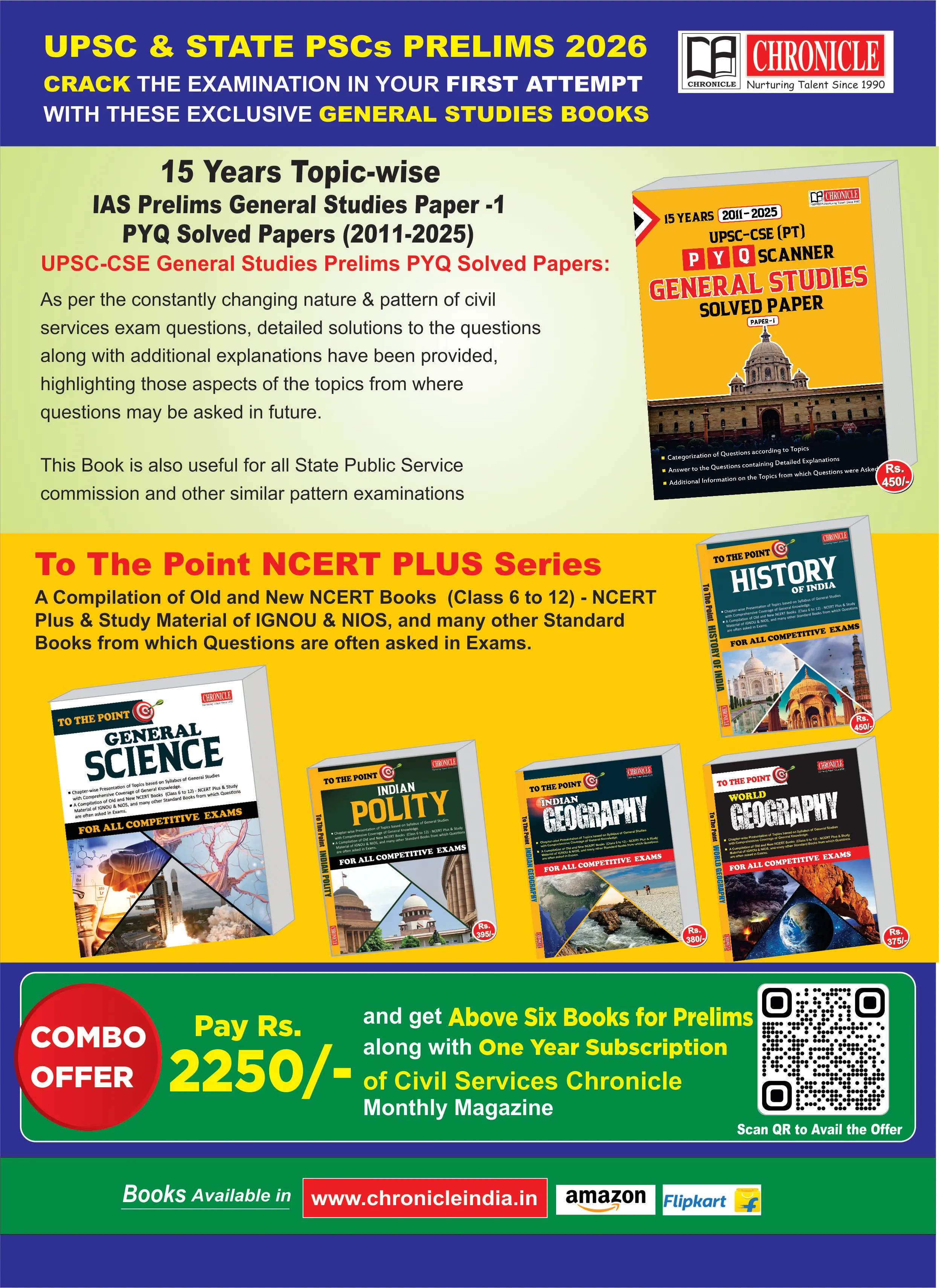 One Year Subscription Of Civil Services Chronicle Magazine Along With Six General Studies Books